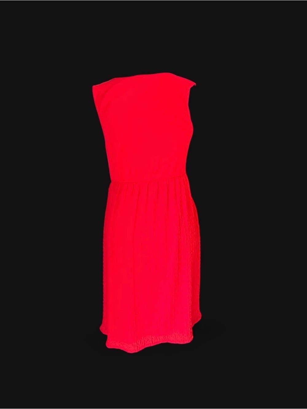 Amadi Coral Red Faux Wrap Textured Sleeveless A-Line Dress M - Picture 4 of 5
